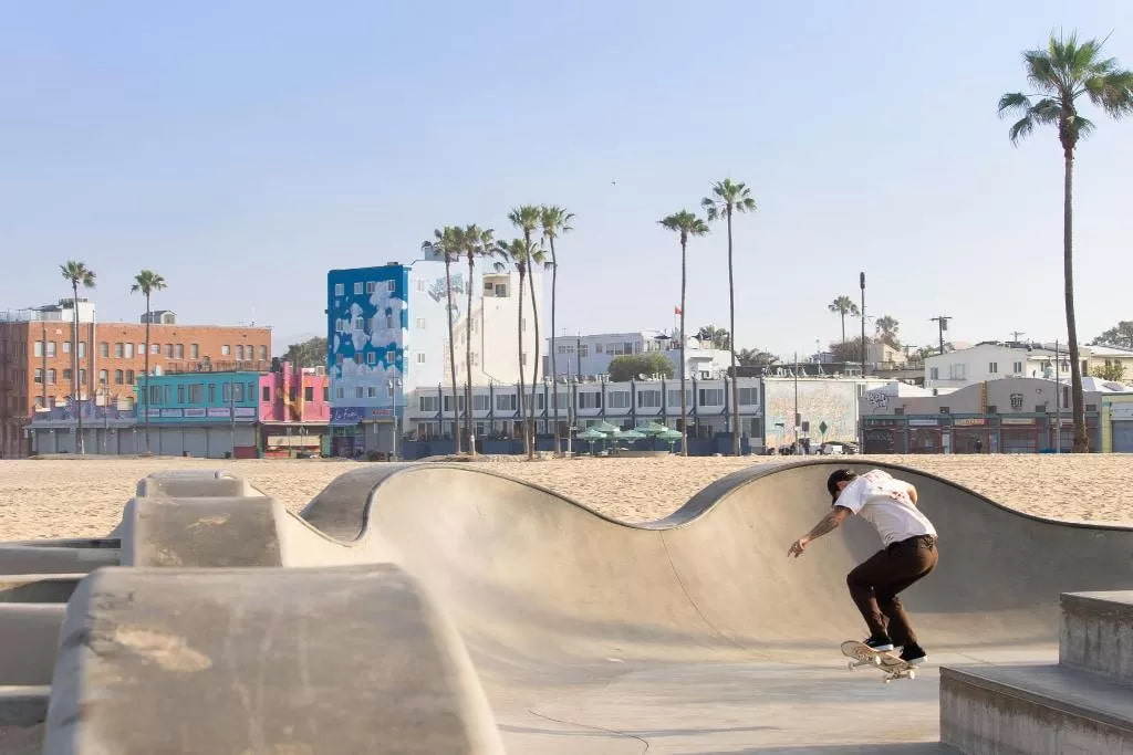 skateboarder in Venice Beach near all the best boutique hotels in Venice Beach California