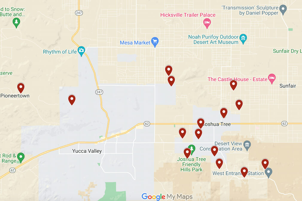 Map of Boutique Hotels near Joshua Tree National Park