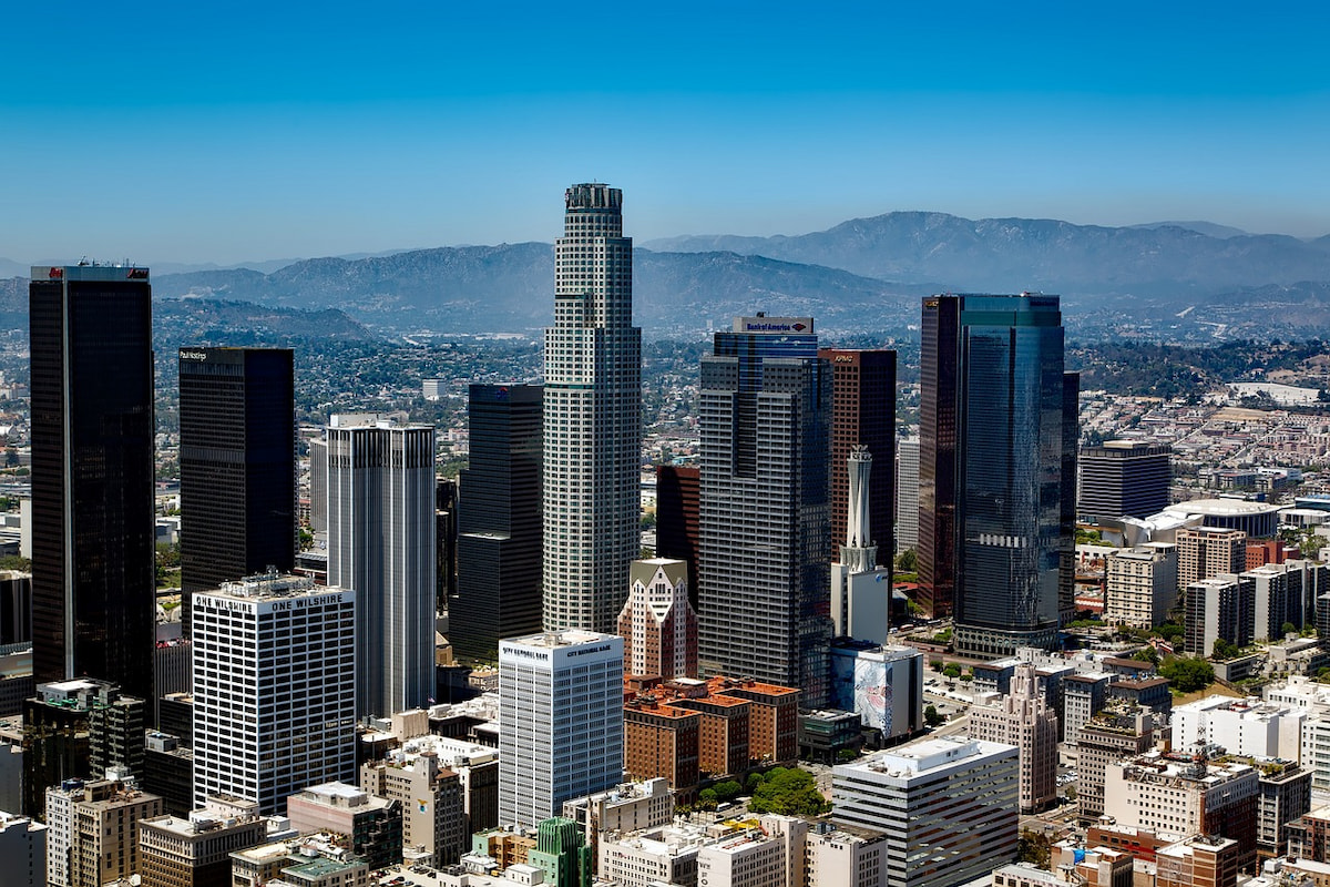 Panoramic view of downtown Los Angeles in Southern California