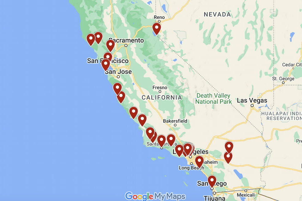 Best California Boutique Hotels Map